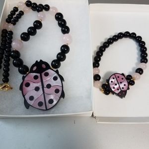 Ladybug Set. Necklace and bracelet